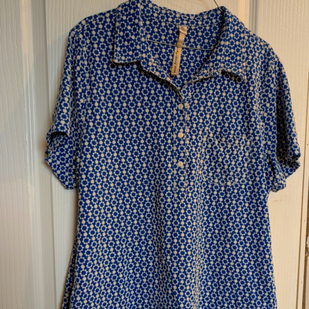 Blue and White Patterned Dress